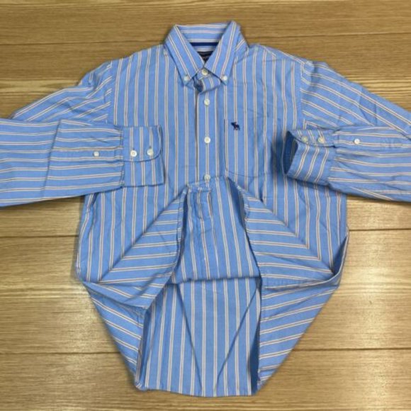 Abercrombie Dress Shirt Youth Boys Size L Striped Long Sleeve Casual Button Up - Picture 3 of 14